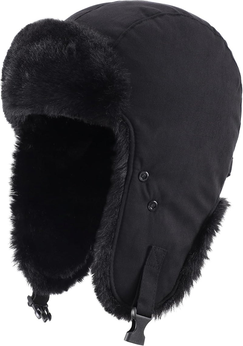 Connectyle Aviator Trapper Hat for Men Women Faux Fur Warm Winter Hat with Ear Flaps Faux Suede Ushanka Cold Weather Hats - Image 2